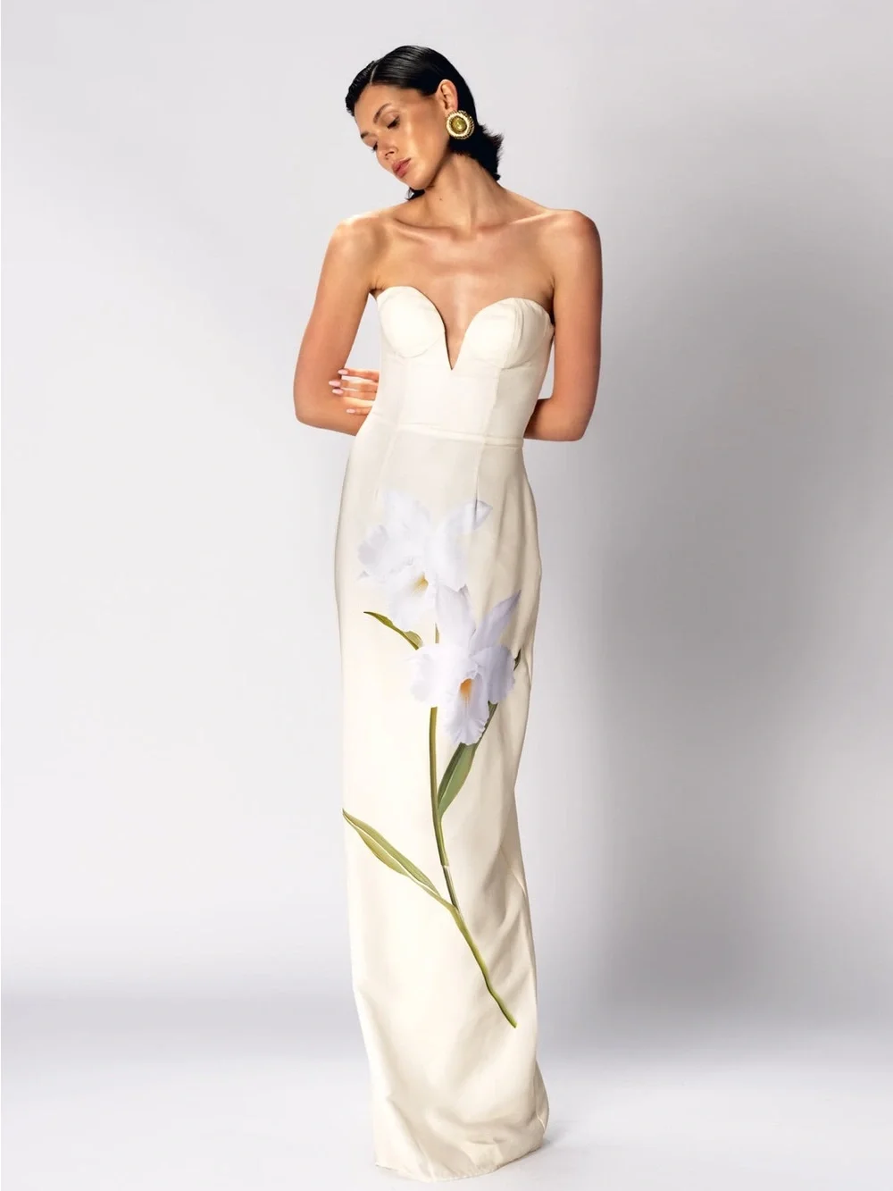 Katie May Ursula Yellow Strapless Floral Gown - Picture 4 of 15